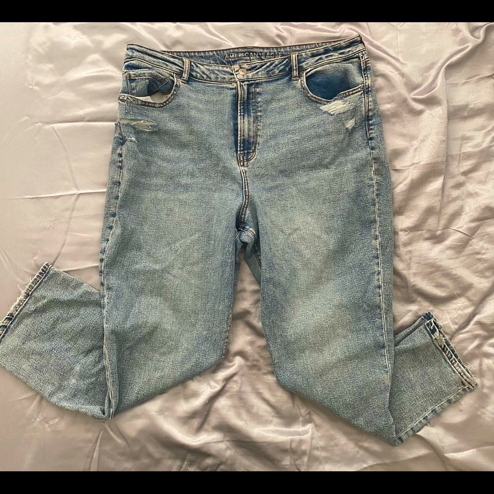 high waisted stretch plus size 20 straight leg mom jeans